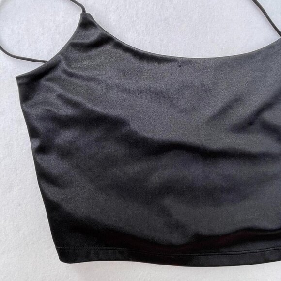 Aeropostale Seriously Soft Black Satin Bungee Cami Size M Goth Alternative Basic - Picture 4 of 6
